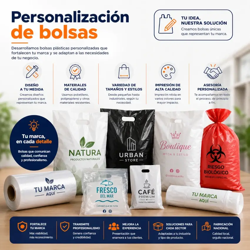 Proceso de diseño y personalización de bolsas plásticas