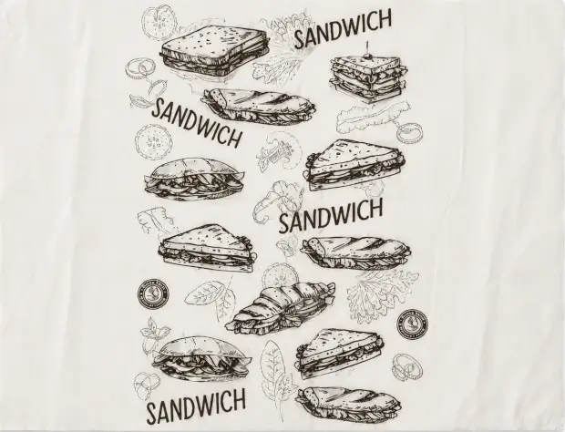 Bolsas antigrasa impresas para sándwich con fuelle
