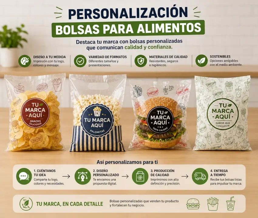 Desarrollo e impresión personalizada de bolsas para alimentos