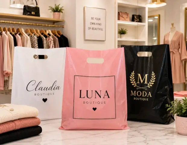 Bolsas plásticas boutique personalizadas para tiendas de ropa