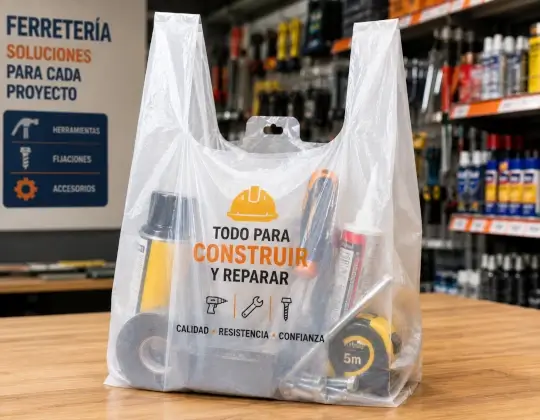Bolsas tipo camiseta para productos de ferretería