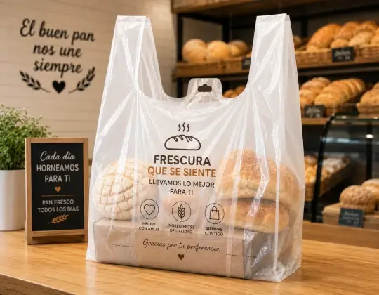 Bolsas tipo camiseta para panaderías y productos horneados