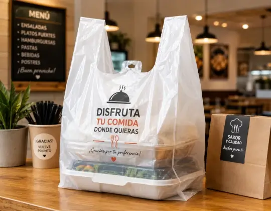 Bolsas tipo camiseta para entrega de pedidos de restaurantes