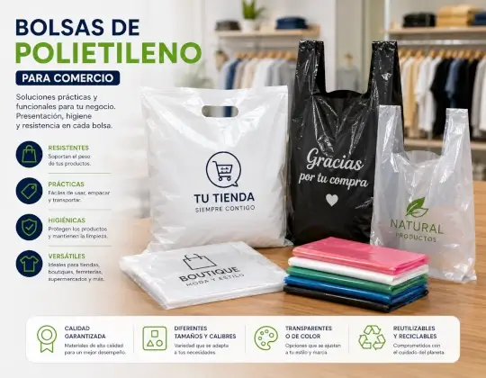 Productos comerciales empacados en bolsas de polietileno