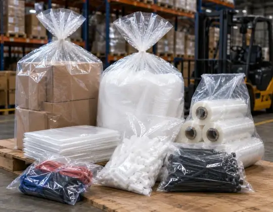 Productos protegidos en bolsas de polietileno durante procesos logísticos