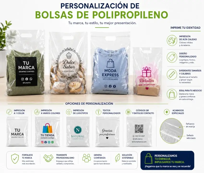Desarrollo personalizado de bolsas transparentes e impresas de polipropileno