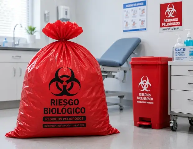 Bolsas hospitalarias rojas para residuos peligrosos y residuos hospitalarios