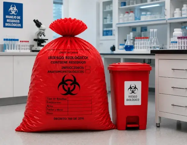Bolsas para residuos biológicos utilizadas en laboratorios clínicos