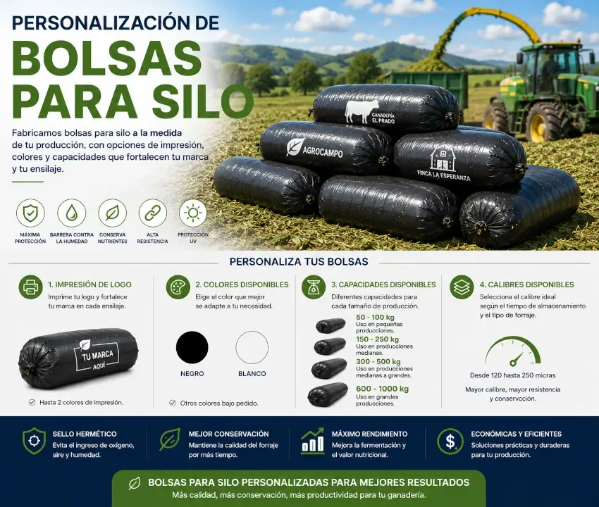 Fabricación personalizada de bolsas negras para silo en diferentes medidas y capacidades