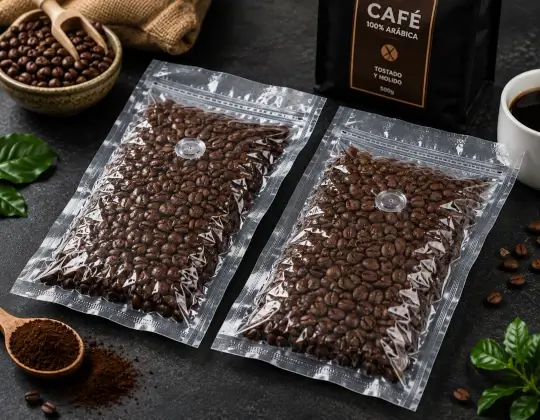 Café empacado al vacío en bolsa de alta barrera