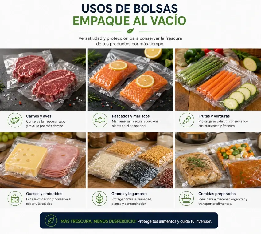 Proceso de empaque al vacío de alimentos mediante sellado térmico