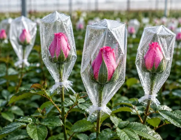 Capuchones plásticos para rosas
