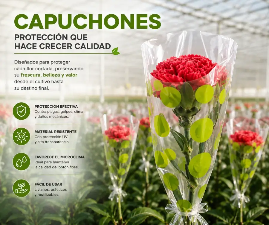 Capuchones plásticos transparentes para flores y bouquets