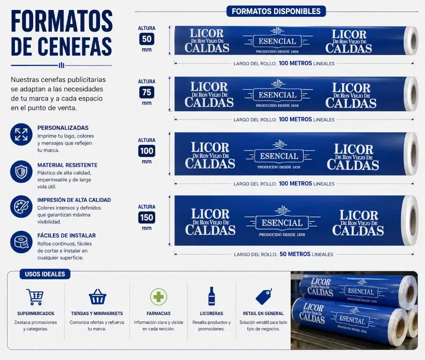 Cenefas publicitarias en diferentes medidas y formatos