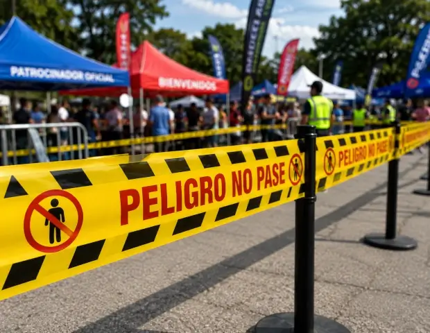 Cinta de señalización organizando el acceso en un evento