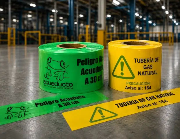 Cinta de señalización instalada en una zona industrial