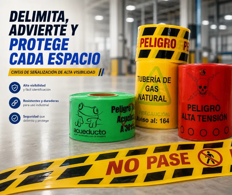 Cinta de señalización utilizada para delimitar una zona de acceso restringido