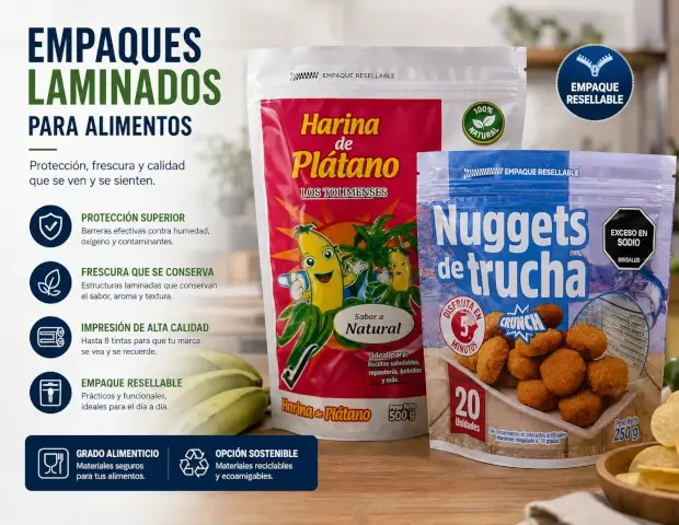 Empaques laminados flexibles para alimentos secos y procesados