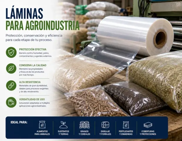 Lámina para empaque automático de productos agrícolas