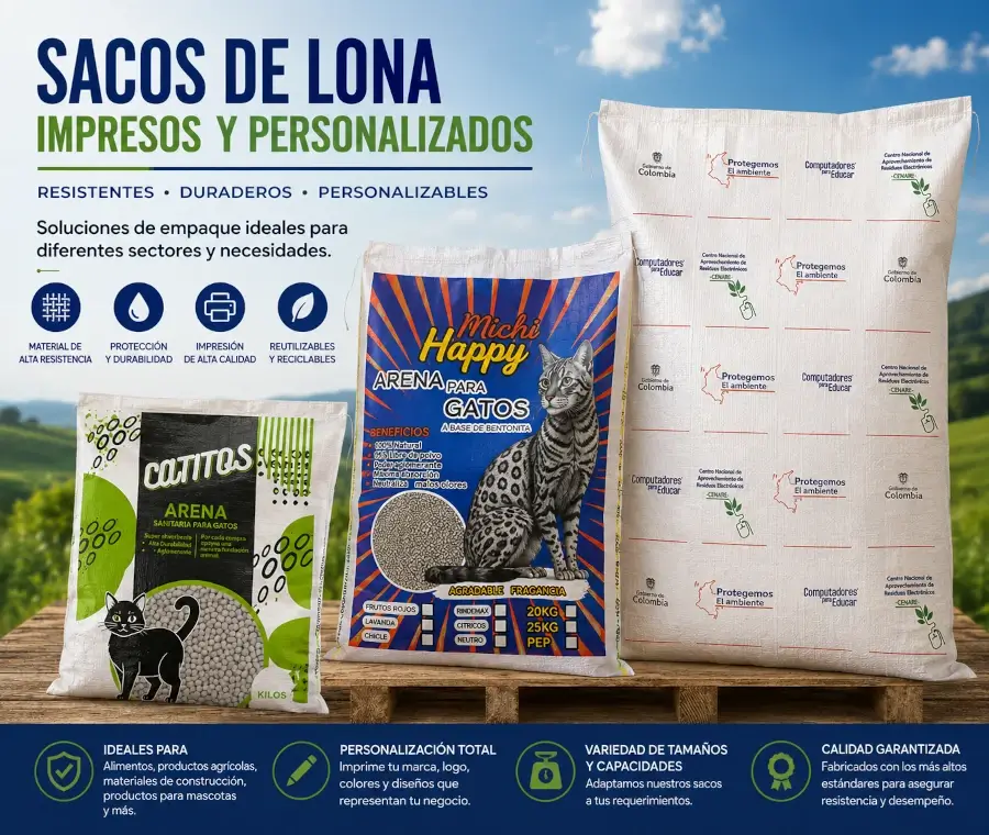 Sacos de lona resistentes para almacenamiento y transporte industrial