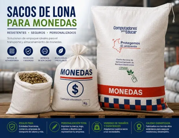 Sacos de lona para almacenamiento y traslado de monedas y recaudos